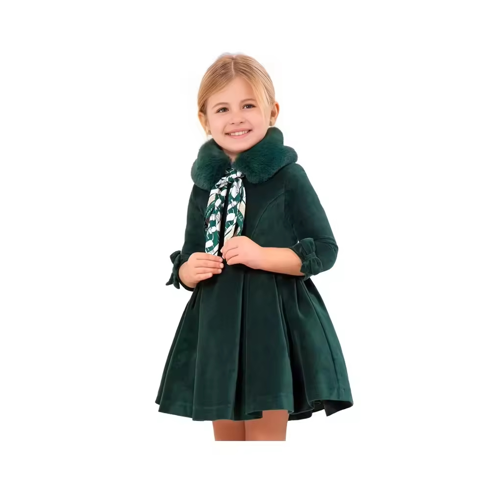 Baby Girls Velour Dress Pleated Style Spring Collection Customize Production Gaoteng Company