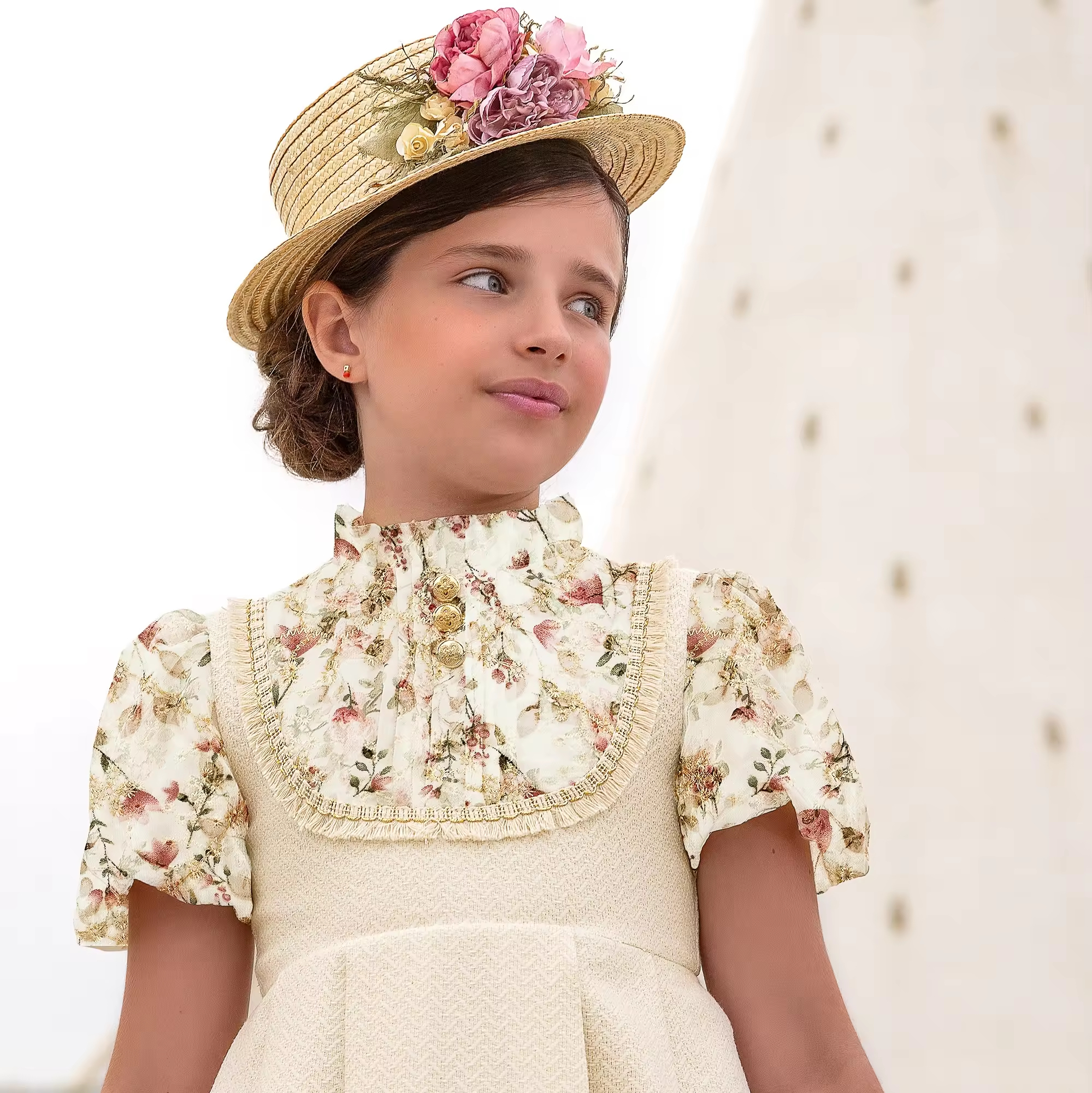 girls flower white dress